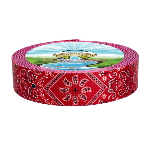 Country Brook Design® 2 Inch Red Bandana Polyester Webbing, 50 Yards