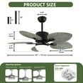 thumbnail image 5 of Uforic 44 Inch Tropical Coastal Ceiling Fans with Lights and Remote Control, 5 Palm Leaf Blades for Living Room,Bedroom - Gray, 5 of 10