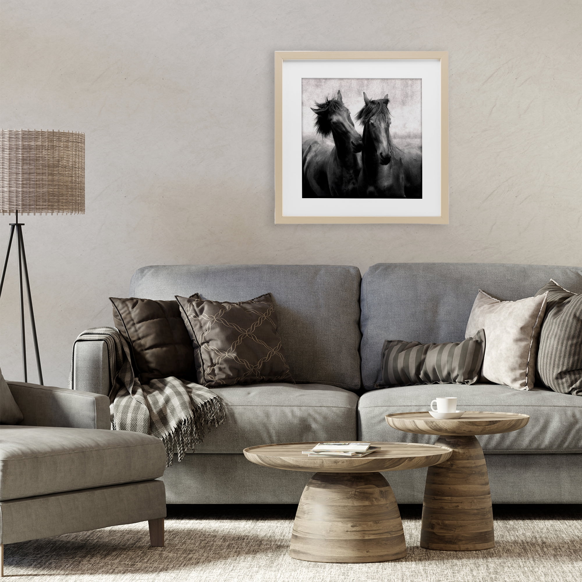 Stupell Industries Short Haired Horse Pair Birch Framed Print Under Glass, design by Lars Van de Goor
