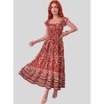 thumbnail image 2 of Vestido Largo para Mujer Vestido Casual Midi con Estampado Elegante y Manga con Volante Vestido Stretch Fresco y Cómodo para Dama, 2 of 5
