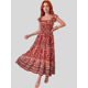 thumbnail image 2 of Vestido Largo para Mujer Vestido Casual Midi con Estampado Elegante y Manga con Volante Vestido Stretch Fresco y Cómodo para Dama, 2 of 5