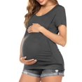 thumbnail image 4 of Spencer Women's Maternity Nursing Top Short Sleeve Maternity Shirt Breastfeeding Tee Shirt Double Layer Pregnancy Shirt Blouse Pregnancy Clothes (Gray,2XL), 4 of 9