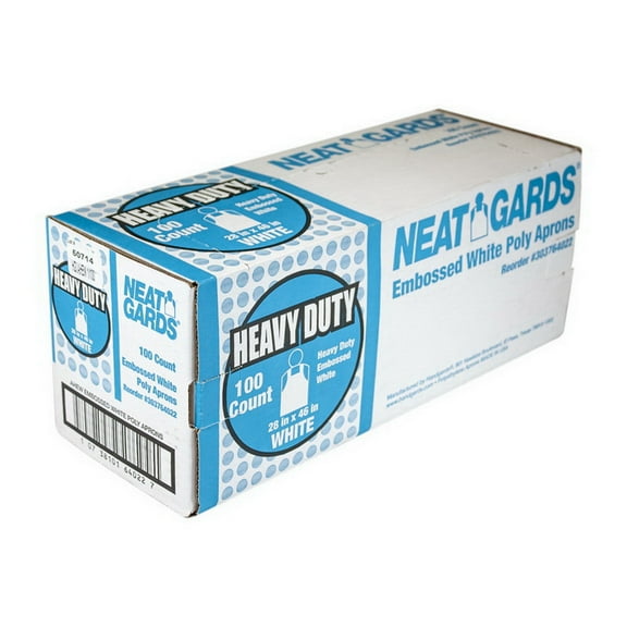 (Price/Case)Neatgards Heavy Duty Embossed White Poly Apron, 100 Each, 1 per case