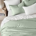 thumbnail image 3 of EVERGRACE Tencel Lyocell Cooling Duvet Cover Set Queen Size 3 Piece, 100% Natural Eucalyptus Lyocell Fiber from Austria, Luxury Silky Soft Comforter Cover with 2 Shams, Sage Tea Green, 92"x88", 3 of 8