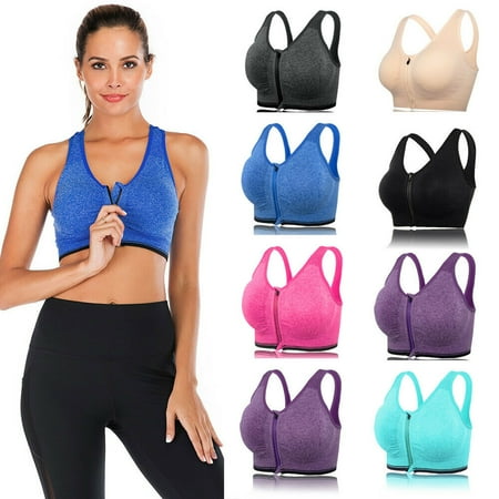

Racerback Sports Bras for Women Front Zipper Closure Yoga Tank Tops Workout Bra for Running Gym Fitness