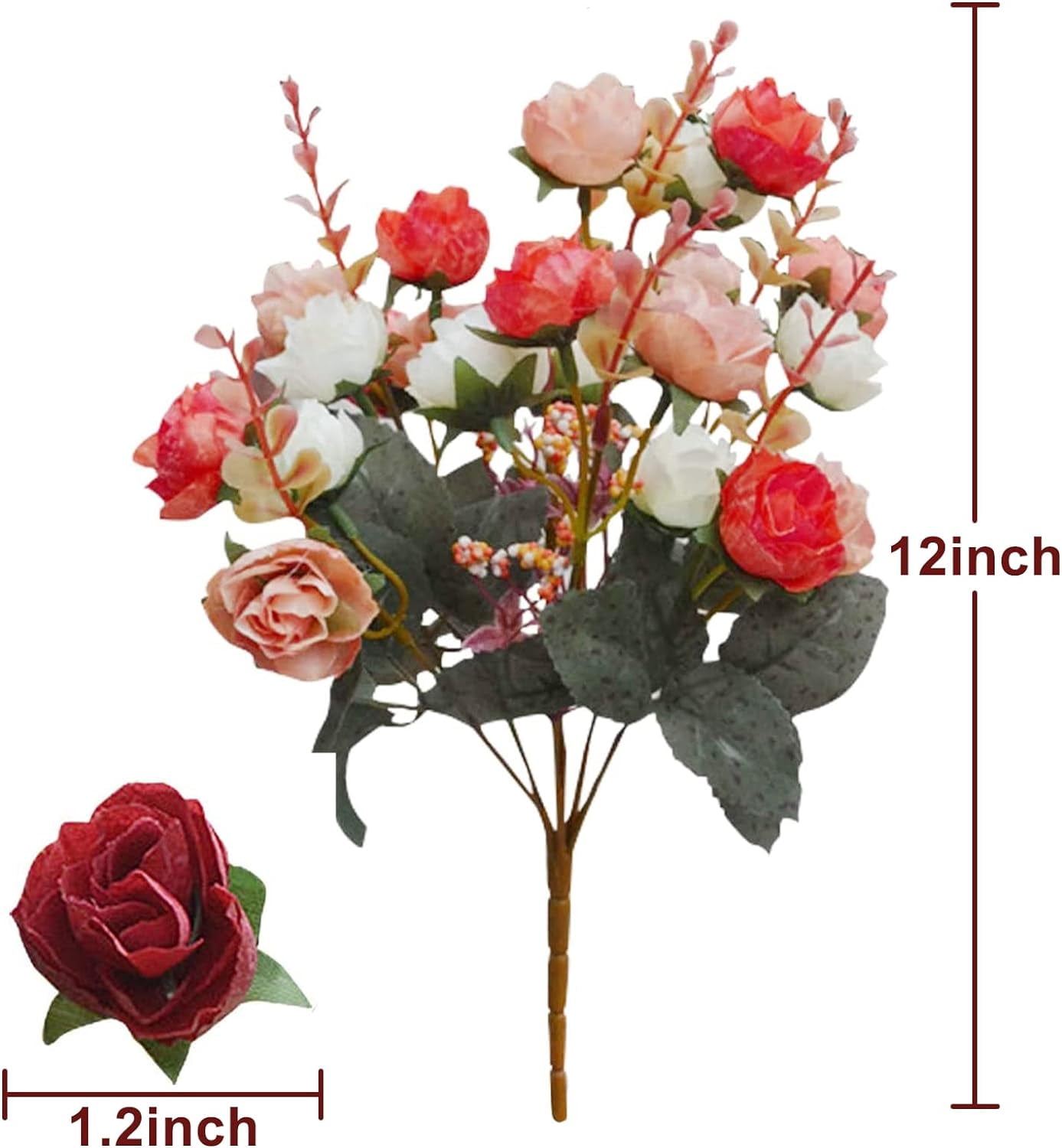 63 Heads Rose Artificial Flowers Bouquet 3 Bundles Fake Flowers for Cemetery Decorations Silk Flowers Fake Rose Home Decor Wedding Bouquet Faux Flower Summer Decor(Purple)