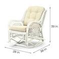 thumbnail image 2 of Malibu Handmade Natural Rattan Living Room Set of Round Coffee Table with glass and 2 Rocking Lounge Chairs with Cream Cushions, White Color, 2 of 5