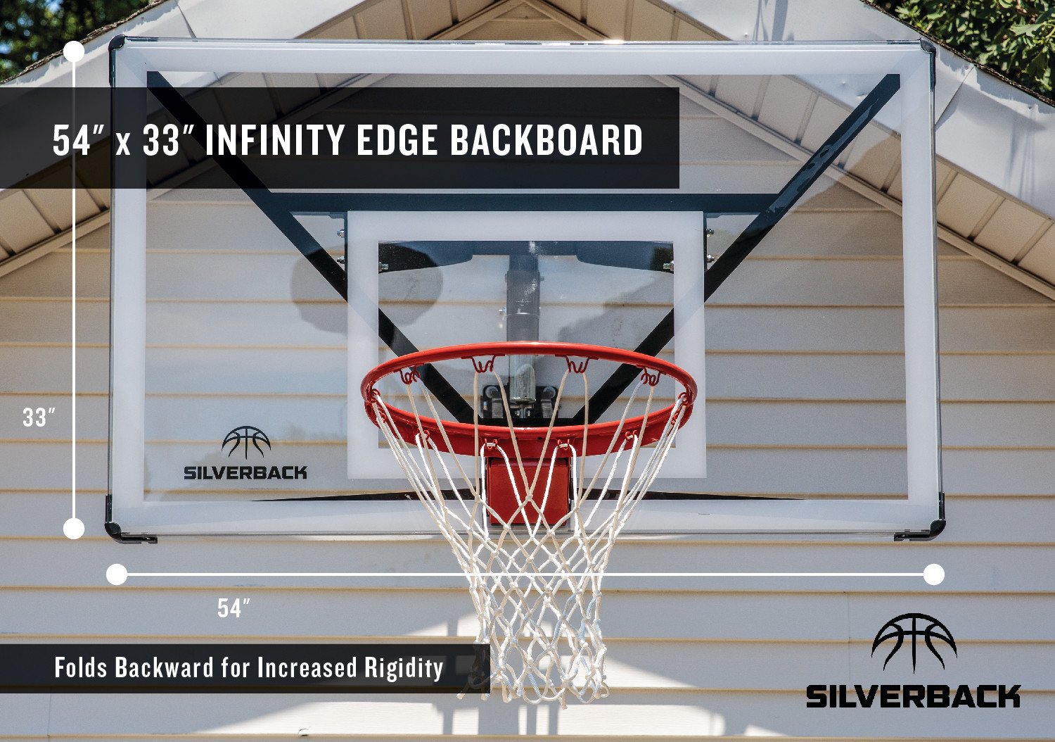 Silverback SBX 54" Wall Mounted Adjustable-Height Basketball Hoop with Quick Play Design - image 4 of 11
