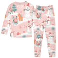 thumbnail image 2 of FORMRS Long Sleeve Top and Pants Pajama Set for Niños 2-Piece Sleepwear, Sizes 18M-8Y, Pink Christmas Snowman, 2 of 6