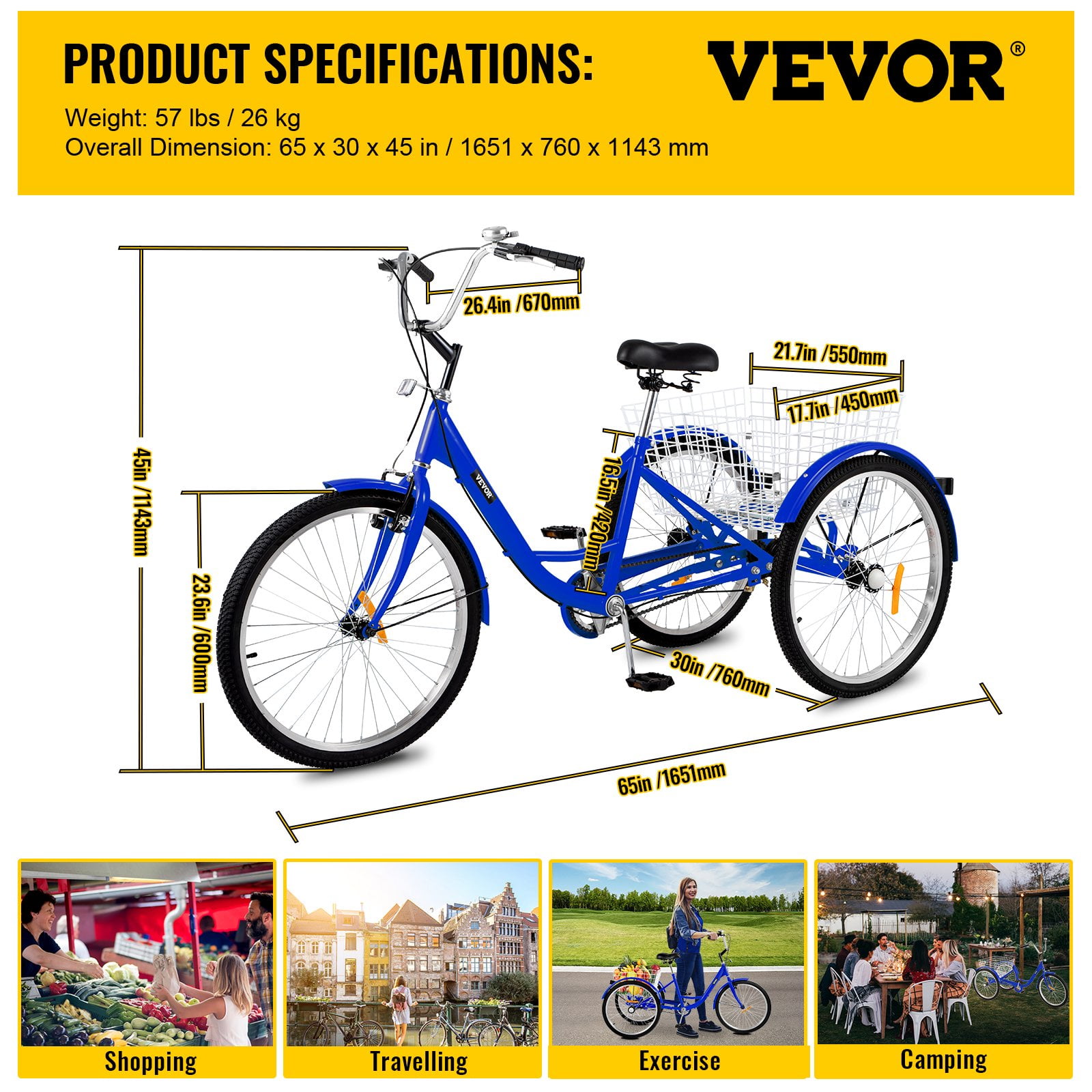 VEVOR Adult Tricycle 24