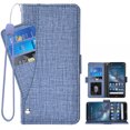 thumbnail image 1 of Leather Book Wallet Case Cover for Nokia 8.3, Real Leather Design with Card Slot, Magnetic Closure and Built in Stand - Blue, 1 of 5