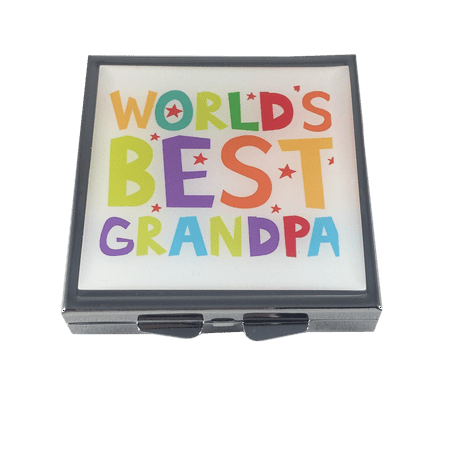 World's Best Grandpa Four Section Slim Pocket Purse Travel Pill Box (The Best Pill Box)