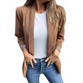 thumbnail image 2 of Women Suit Coat - Lapel Long Sleeve Leopard Print Cuffs Suit Jacket Solid Color Loose Fit Open Front Casual Business, 2 of 8