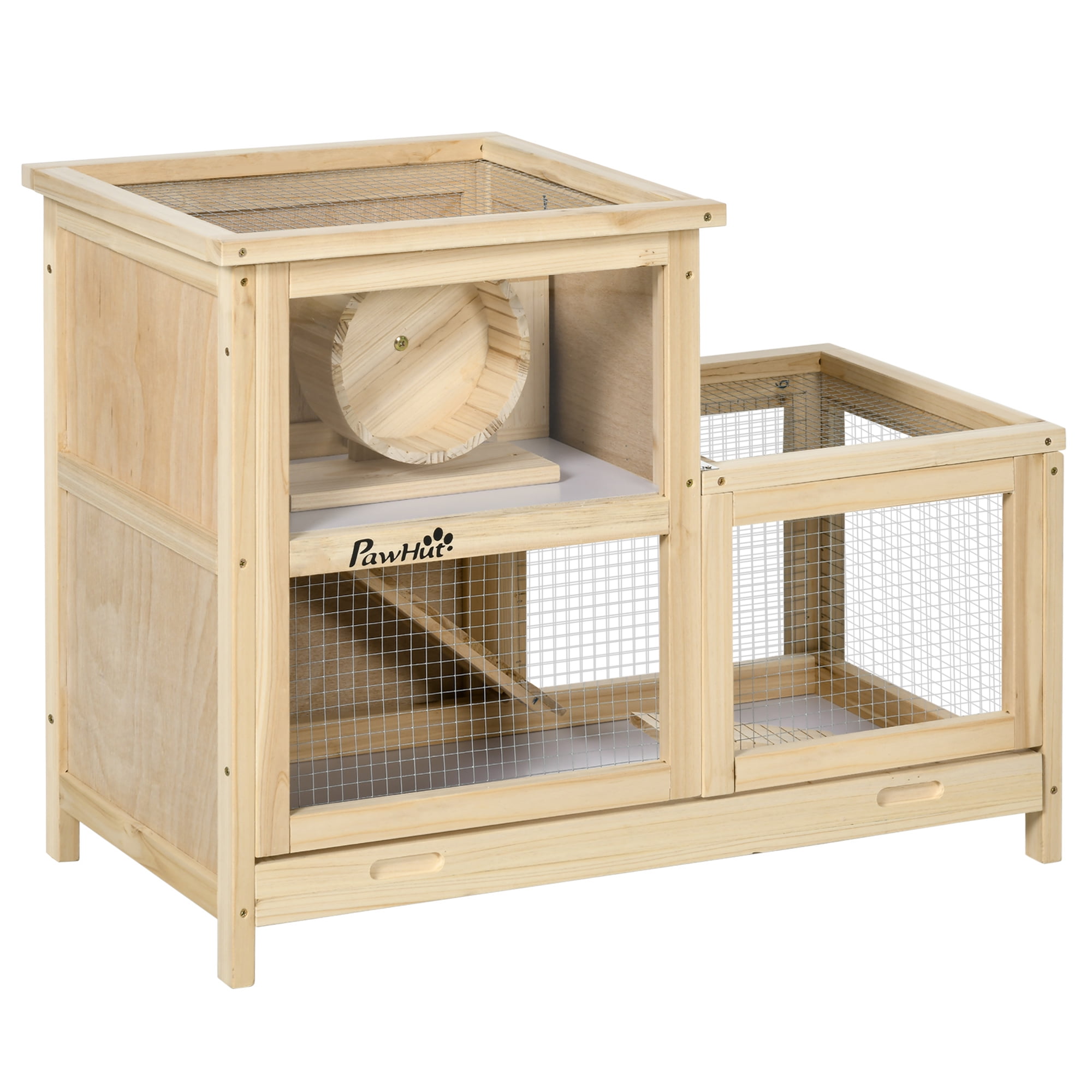 PawHut Extra Large Wooden Hamster Cage with Seesaw, Small Animal Habitat