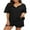Black, variant on MecTo Women's Short Waffle Short Sleeve Pyjama Set Summer V-Neck Shorty Pjama for Women, Loungewear Sleepwear with Pockets & Drawstring S-XXL