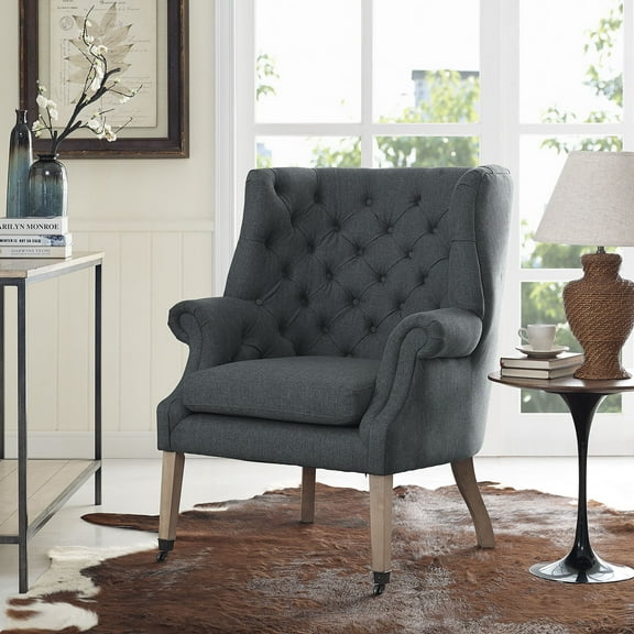Modway Chart Upholstered Accent Chair with Casters in Gray
