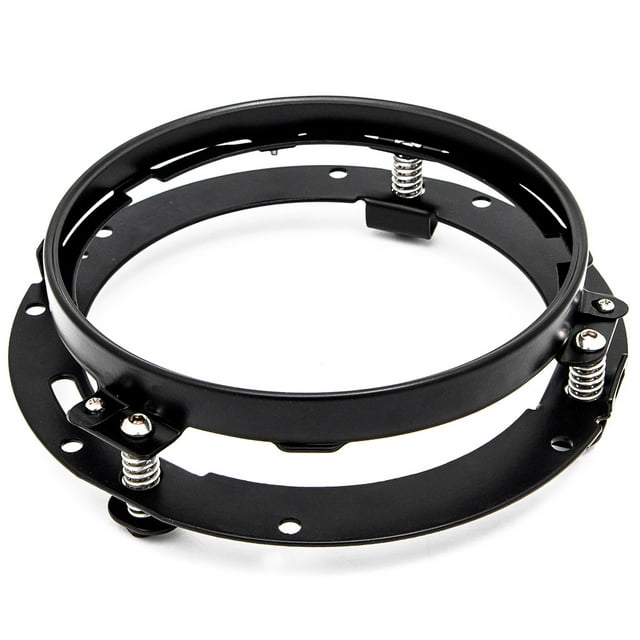 Krator Black 7" LED Headlight Mounting Ring Trim Bracket Compatible with 2004-2006 Jeep Wrangler Unlimited (LJ) (Requires 2 Headlight Brackets)