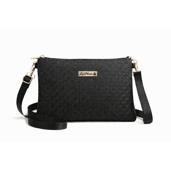 LwBloom Midnight Muse Versatile Shoulder Handbag – Black Women’s Everyday Purse, Lightweight Crossbody Bag with Adjustable Strap, Woven Textured Fashion Tote for Travel, Work, and Casual Style