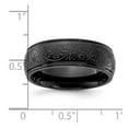 thumbnail image 2 of Stainless Steel Polished Black Ip Etched Design Ridged Edge 7.5mm Band Size 10 Ring for Women and Men, 2 of 2