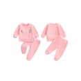 thumbnail image 2 of Toddler Baby Girls Fall Clothing Sets 3 6 12 18 24 Months 2T 3T Letter Embroidery Long Sleeve Round Neck Sweatshirt Drawstring Pocket Long Pants Outfits, 2 of 9