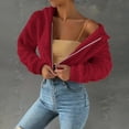 thumbnail image 2 of Aellinatey Cropped Fleece Jackets for Women Fashion Zip Up Plush Sherpa Warm Coats Comfy Soft Long Sleeve Fuzzy Hooded Outerwear, 2 of 9