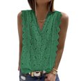 thumbnail image 2 of Blusa sin mangas informal transpirable con cuello en V y encaje para mujer para verano, 2 of 6