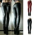 thumbnail image 2 of Skymirror Steampunk Women Faux Leather Cosplay Pants Carnival Party Skinny Button Trousers, 2 of 4