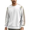 Men's Sweatshirt Crew Neck Color Block Long Sleeve Casual Fall Tops Comfortable Pullover Sweatshirts (XL, White)