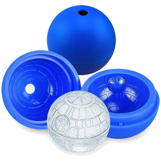 Paquete de 2 moldes de cubitos de hielo de silicona 3d Death Star Wars, molde de hielo de la estrella de la muerte, cubo de hielo de la guerra de las estrellas, bola de hielo de la estrella de la muer Afortunado Sencillez
