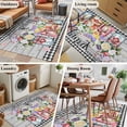 thumbnail image 6 of Spring Flowers Area Rug 4'x6', Farmhouse Black Plaid Wood Grain Washable Non-Slip Rugs, Low Pile Large Carpet for Living Room Bedroom Dining Room Kitchen Office Indoor Mat, 6 of 9