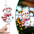 thumbnail image 2 of 1Pcs Cute Snowman Christmas Ornaments, Acrylic Hanging Decor with Striped Knit Hat & Scarf for Xmas Tree(Red), 2 of 4