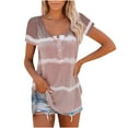 thumbnail image 1 of Pompotops Mode Femme Décontracté Ample Imprimé Col en V T-Shirt Blouse, 1 of 5