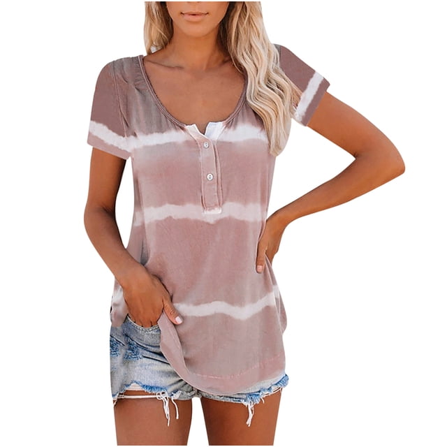 Pompotops Mode Femme Décontracté Ample Imprimé Col en V T-Shirt Blouse