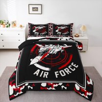 Homewish Plane Aircraft Full Size Comforter Sets 3-Piece for Kids Teens Boys,Abstract Geometric Camouflage Bedding Comforter Set,Transportation Theme Lightweight Bedding Sets,Breathable Home Decor