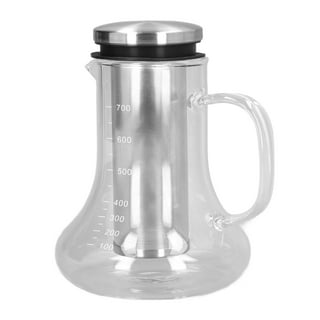 Aquach Cold Brew Coffee Iced Tea Maker & Fruit Pitcher - Large Capacity 51  Ounces - with Durable Glass Carafe/Fine Mesh Steel Infuser/Airtight Lid