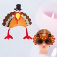 thumbnail image 3 of 2 piezas de Día de Acción de Gracias y gafas con forma de pavo y gafas para carnaval, fiesta, festival, disfraz, sombrero y gafas, tocado de pavo de peluche, 3 of 7