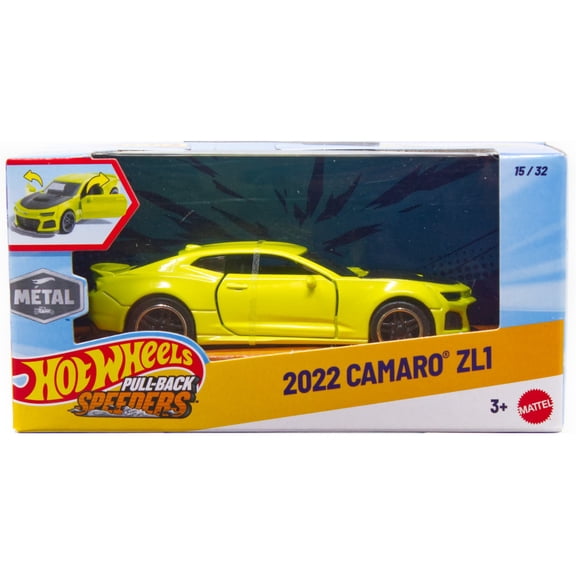 Hot Wheels Pull-Back Speeders 2022 Camaro ZL1 Diecast Pull-Back Car (Yellow)