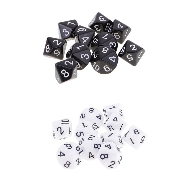 20 piezas dados poliédricos acrílicos D10 troqueles para entretenimiento de DND CUTICAT Dados poliédricos