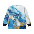 thumbnail image 4 of Xoenoiee Blue Golden Butterfly Marble Print Oversized Sweatshirt for Girls Comfy Casual Athletic Wear Soft Long Sleeve Pullover Round Neck Fall Winter Top, 9-10 Years, 4 of 7