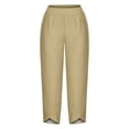 thumbnail image 4 of Lmnyox Summer Capris for Women Lightweight Straight Leg Elastic Waist Capri Pants Casual Cropped Pants with Pocket, 4 of 5