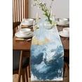 thumbnail image 4 of Abstract Modern Blue Table Runner-Cotton Linen- 108 Inch Holiday Dresser Scarves, Ocean Seawaves Beach Street Art Tablerunner for Kitchen Coffee/Dining Bedroom Living Room Dinner Scarf Décor 13x108, 4 of 9