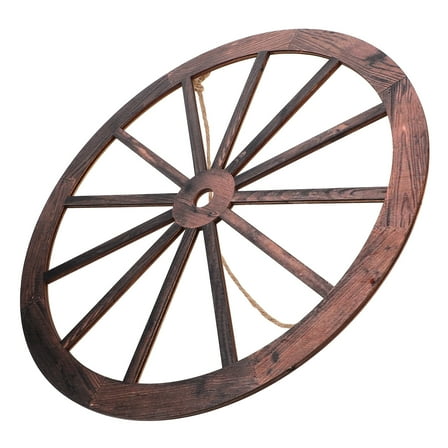 HOMEMAXS Western Style Wooden Wheel wall Hanging Ornaments for Decoration with Material and Easy Installation Brown Color