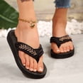 thumbnail image 6 of HomeDM Women's Flatform Thong Sandals Comfort Non Slip House Slippers Open Toe Slip-On Summer Flat Beach Sandals, Gold Size 9, 6 of 9