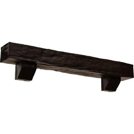 

Ekena Millwork 4 H x 8 D x 48 W Riverwood Faux Wood Fireplace Mantel Kit w/ Ashford Corbels Premium Mahogany
