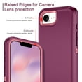 thumbnail image 6 of I-HONVA For iPhone 16e Case,[with 2 Pack Screen Protector] 3-Layer Military Grade Drop Anti-Slip Rugged Shockproof Dustproof Protection 6.1 inch Phone Case for Apple iPhone 16e,Deep Purple/Pink, 6 of 7