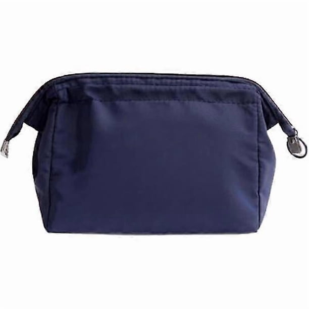 Small (dark blue) foldable toiletry bag, cosmetic bag, cosmetic bag with Japanese floral pattern