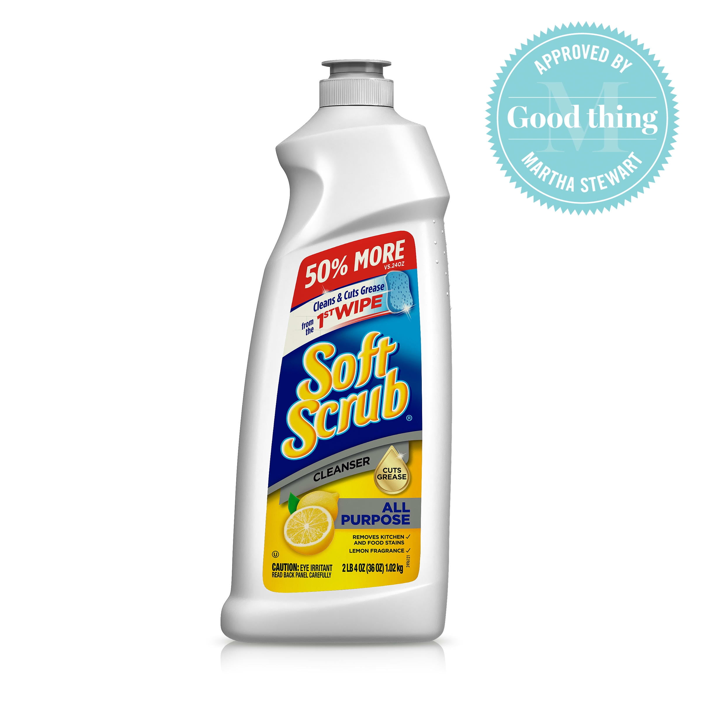 Soft Scrub All Purpose Cleaner, Surface Cleanser, Lemon, 36 Fluid Ounces