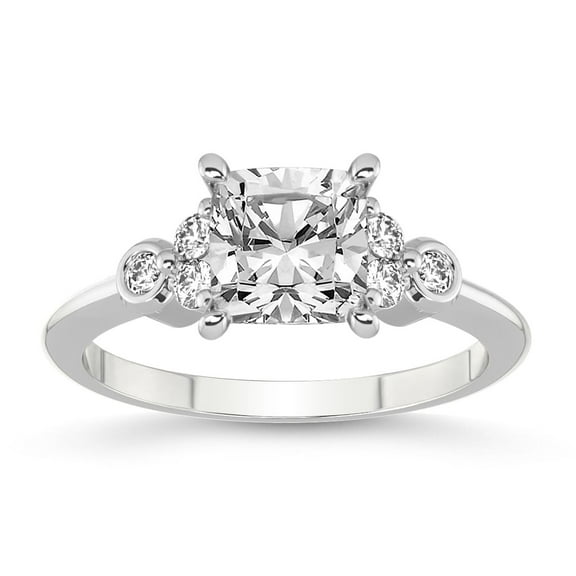 2 Carat IGI Certified Cushion Shape Lab Grown Diamond Engagement Ring | 14K White Gold |Amore Side Stone Lab Diamond Ring | FG-VS1-VS2 Quality Friendly Diamonds