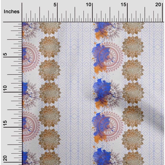 oneOone Cotton Flex Light Brown Fabric Geometric & Mandala Watercolor Sewing Fabric By The Yard Printed Diy Clothing Sewing Supplies 40 Inch Wide