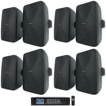 Rockville 6-Zone Commercial/Restaurant Bluetooth Amp 8) Black 6.5" Wall Speakers